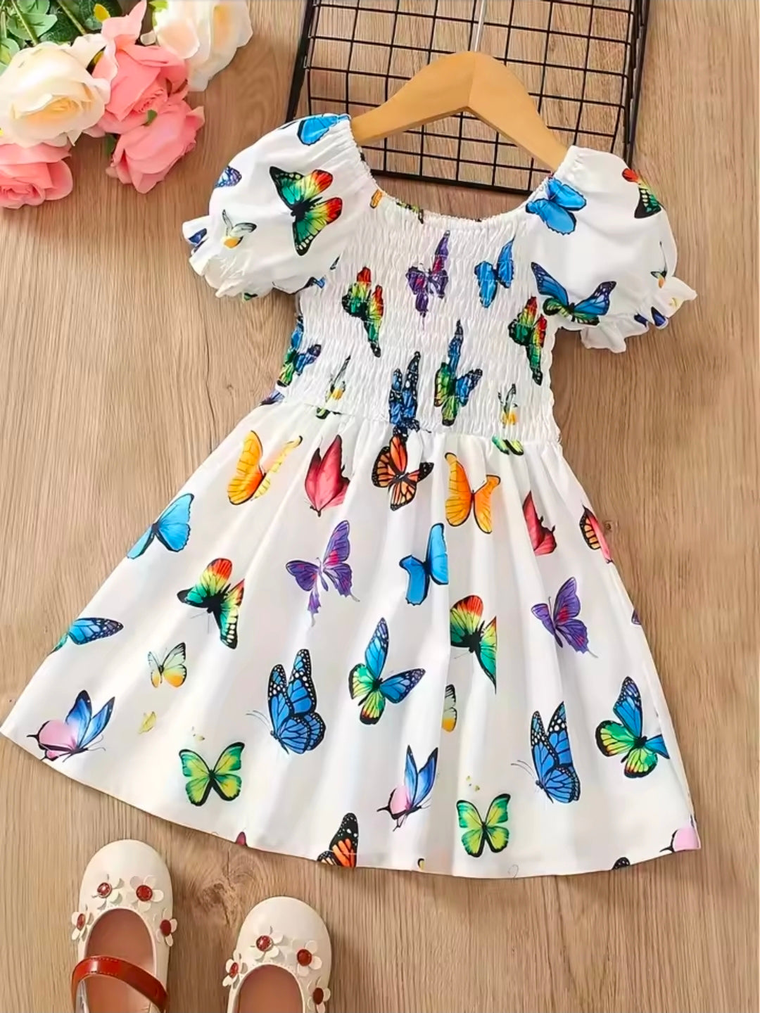 Vibrant Butterfly Print Dress